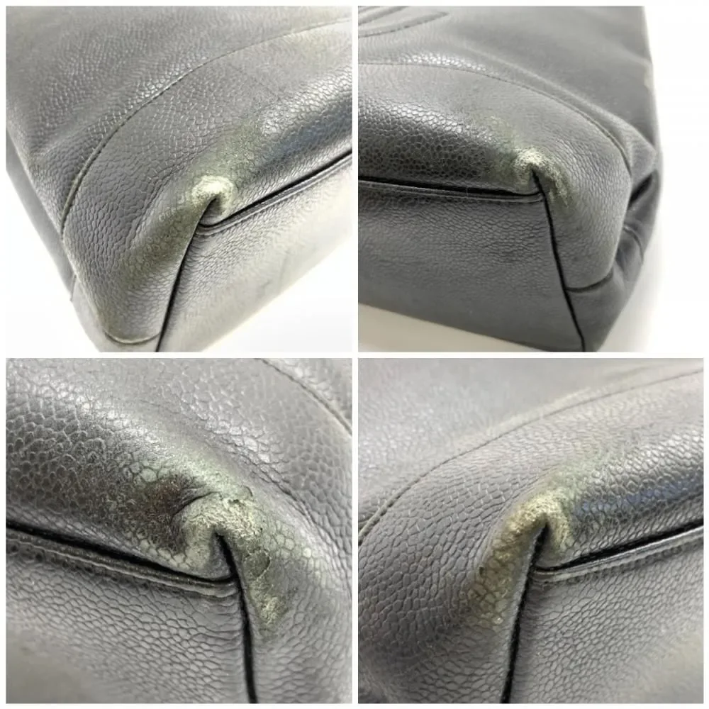 Chanel Caviar Skin Chain Tote Shoulder Bag Shawl Black - Picture 6 of 9